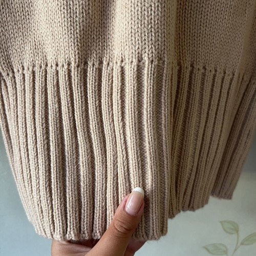 A-Style beige knitted blouse with large buttons, new, size M