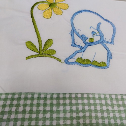 Baby crib sheet set 100% cotton with embroidery and check trim new