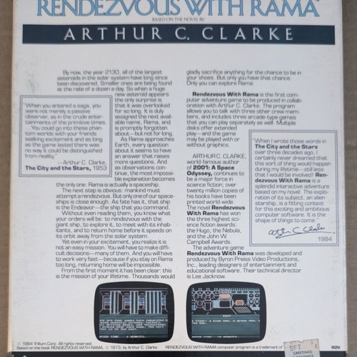 Rendezvous With Rama Trillium Commodore disk game like new, complete in box