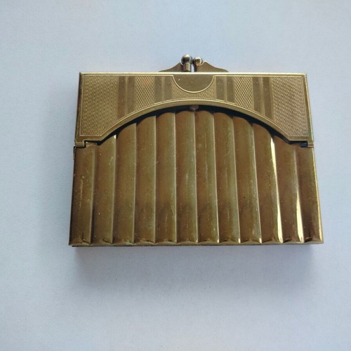 Vintage brass Gwenda cigarette case used, British made
