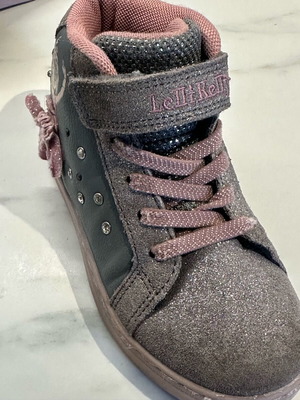 Lelli Kelly ψηλά sneakers με μπαλαρίνα σε γκρι και ροζ glitter, μέγεθος 26