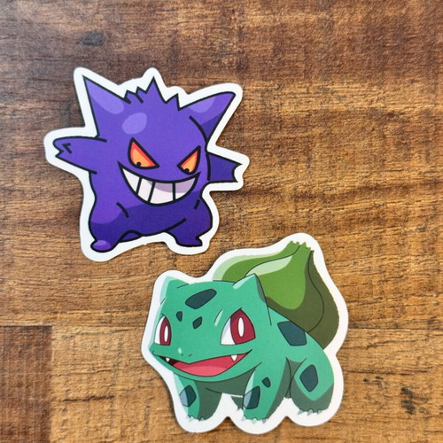 Pokemon stickers set Gengar & Bulbasaur new, vinyl