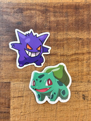 Pokemon stickers set Gengar & Bulbasaur new, vinyl