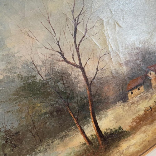 Painting used, old with wooden frame and artist signature