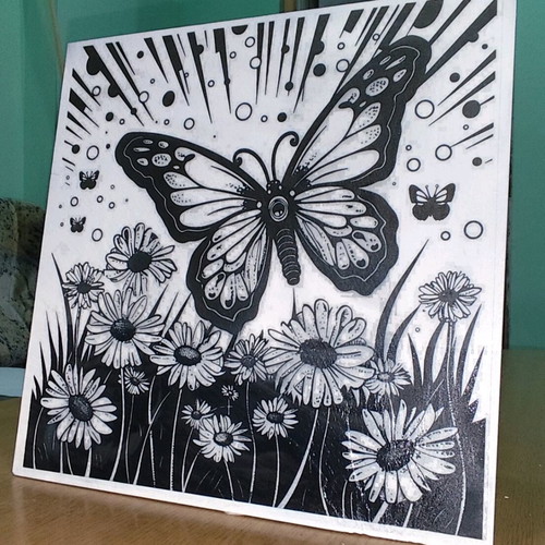 Laser Engraved Stone Picture new, 30x30 cm