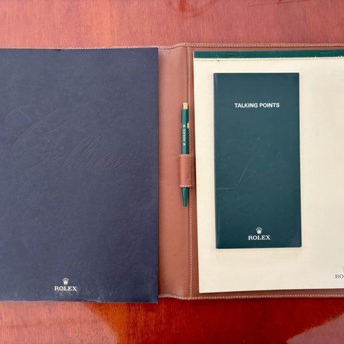 Vintage Rolex Leather Portfolio travel notes with Rolex pen like new
