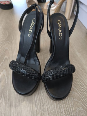 Carad Shoes black sandals with rhinestones size 38 new