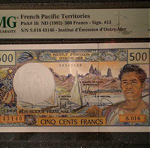 French Pacific Territories,500 Fr (ND)1992,PMG 66 EPQ Sign.*13