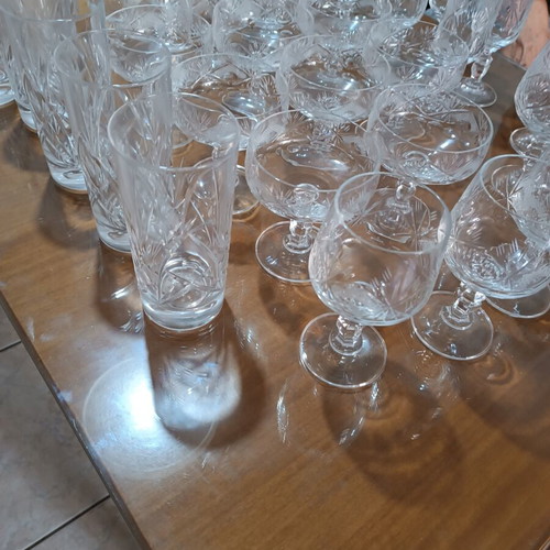 Vintage carved Czech crystal set of 41 pieces, like new