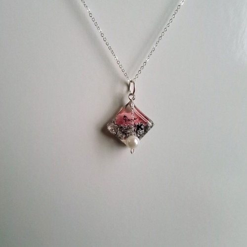 Handmade necklace "K" new, pink and silver