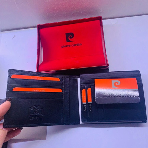 Pierre Cardin men's wallet new, black with embossed texture
