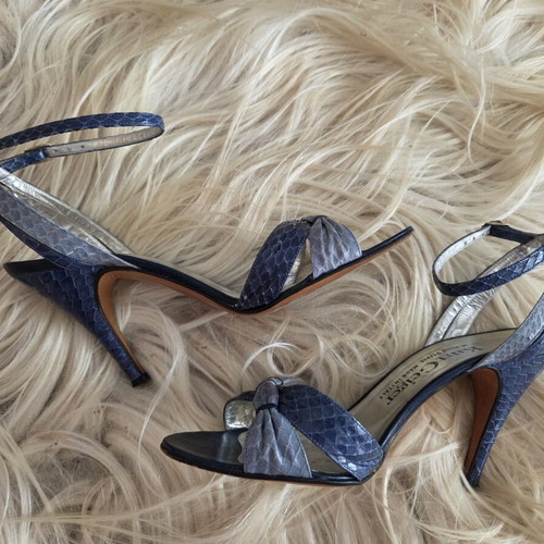 Kurt Geiger Bond Street Blue Snakeskin Strappy Heeled Sandals used