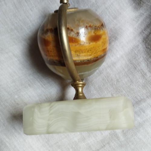 Globe made of alabaster or onyx like new with bronze