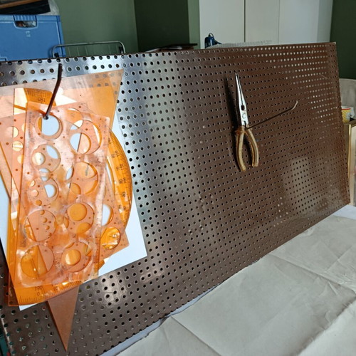 Wall-mounted metal magnetic board with hooks