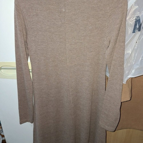 Midi dress long-sleeve new, beige brown