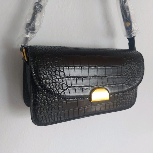 Black crocodile-style shoulder bag new, made of faux leather