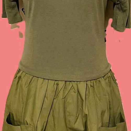 Walk dress new, khaki with front pockets, age 13-14