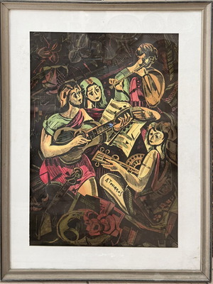D. Tiniakos ink artwork on paper, framed