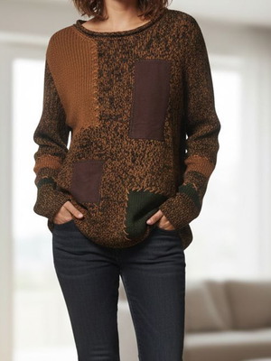 s.Oliver knitted patchwork boho style sweater like new, size 40/L