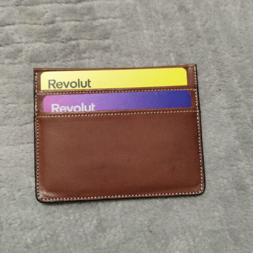 Leather handmade card wallet like new, tan color