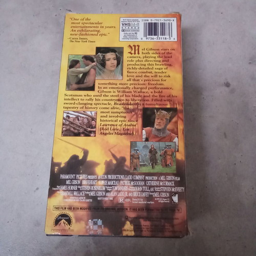 Braveheart VHS used, 1990s adventure movie