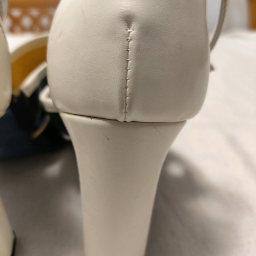 Benetton leather heels navy and white, as-new, size 37