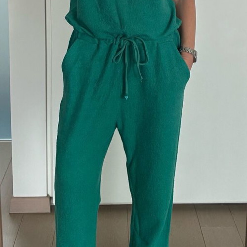 Karavan terry one-piece jumpsuit used, green, one size oversized