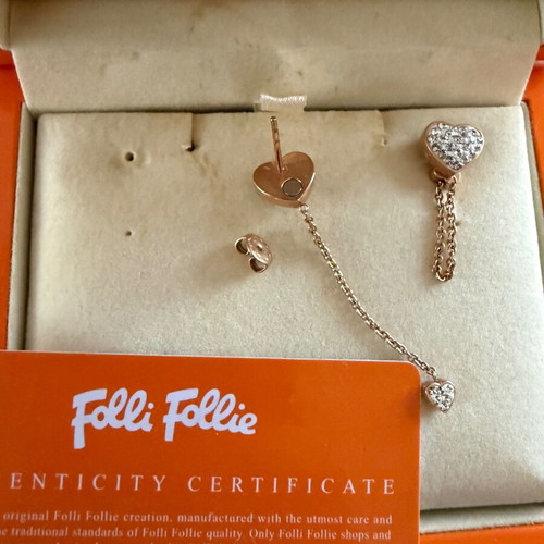 Folli Follie earrings new, beige, with certificate of authenticity