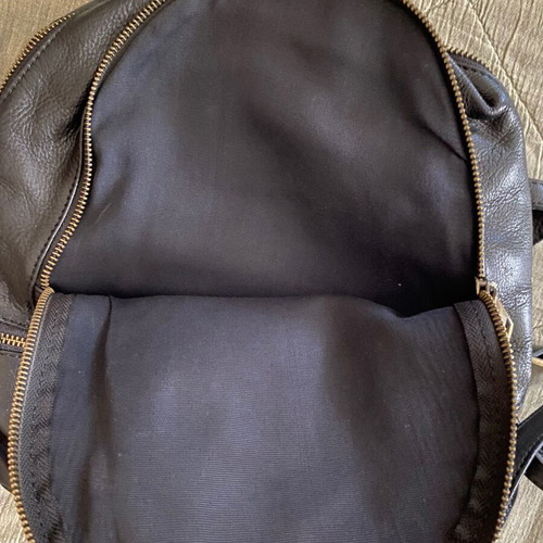 Black leather backpack bag