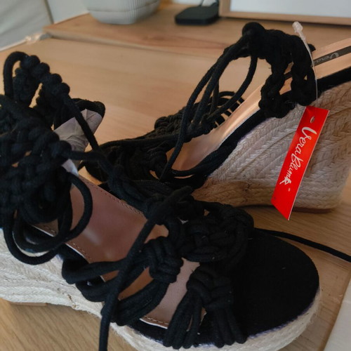 Vera Blum platform sandals new with tags, black and beige, size 38