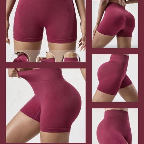 Women's Burgundy Sportswear Activewear Gym Yoga Shorts Leggings Large New