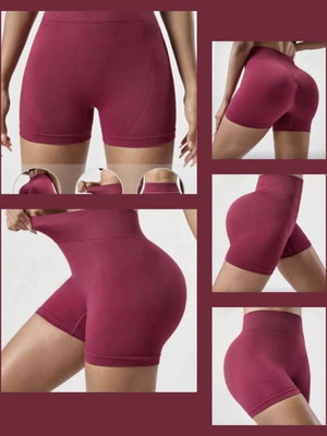 Women's Burgundy Sportswear Activewear Gym Yoga Shorts Leggings Large New