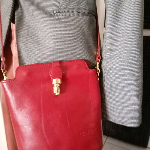 Leather crossbody bag new, Made In Italia, red