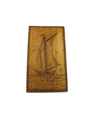 Pyrography on wood Yacht by Ivan Drumev Ivanov 2017 like new