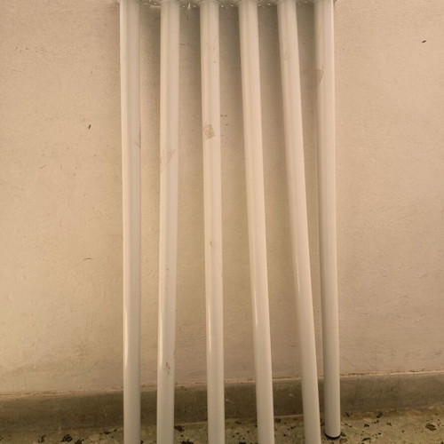 White metal furniture legs used, set of 6, 79 cm