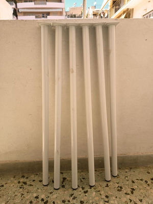 White metal furniture legs used, set of 6, 79 cm