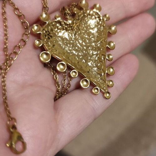 Heart pendant new, stainless steel, gold color