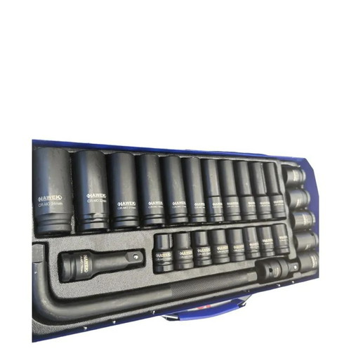 Hawek 27-Piece 1/2" CR-V Impact Socket Set in Metal Case new