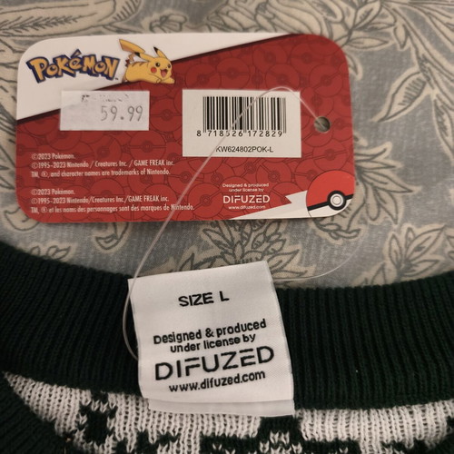 Difuzed Pokemon Pikachu Christmas Spirit Ugly Sweater Large new