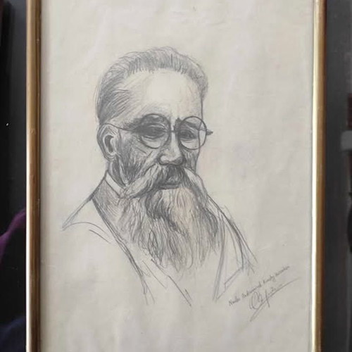 Drawn paintings used, 3 sketches of great composers Gustave Charpentier, Nikolai Rimsky-Korsakov, Felix Mendelssohn