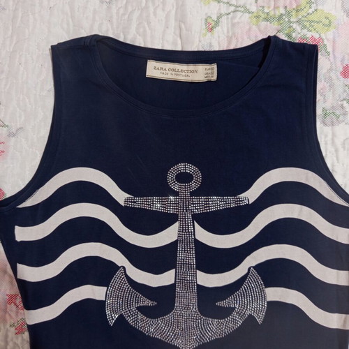 Zara sleeveless top medium size navy blue like new