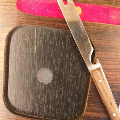 Cheese serving board used with knife, from the '60s