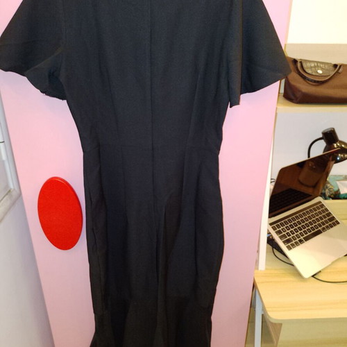 Midi dress black with ruffles and gift pouch new