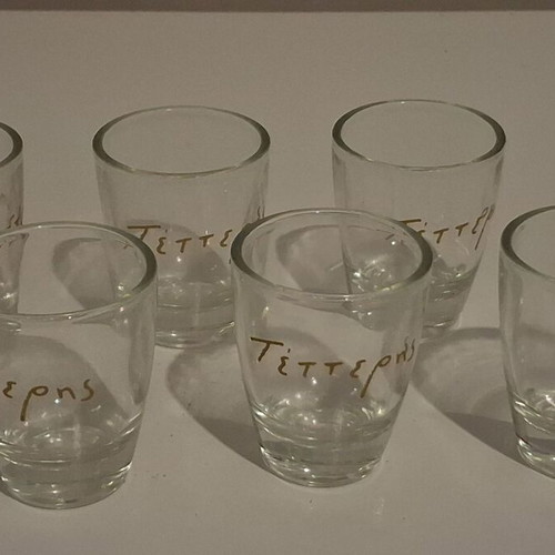 Set of 6 Vintage Tetteris Ouzo Shot Glasses like new