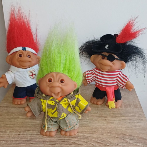 Euchulides Troll Dolls, pack of 3, collectible