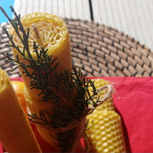 Beeswax candles new, handmade with aromatic herbs and natural oils