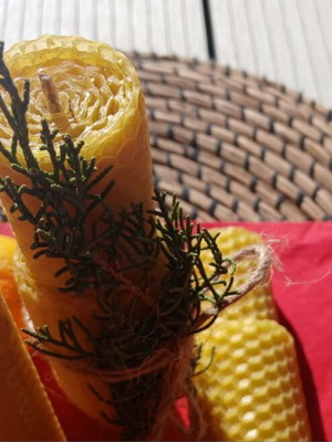 Beeswax candles new, handmade with aromatic herbs and natural oils