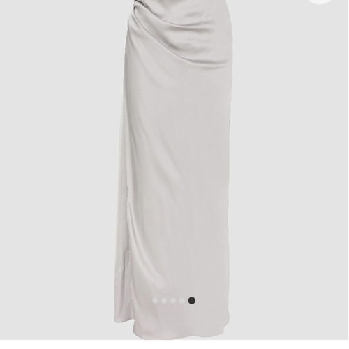 Bsb maxi satin dress silver new, one shoulder, side slit
