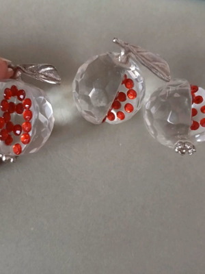 Decorative glass pomegranate charms like new, set of 3 pieces