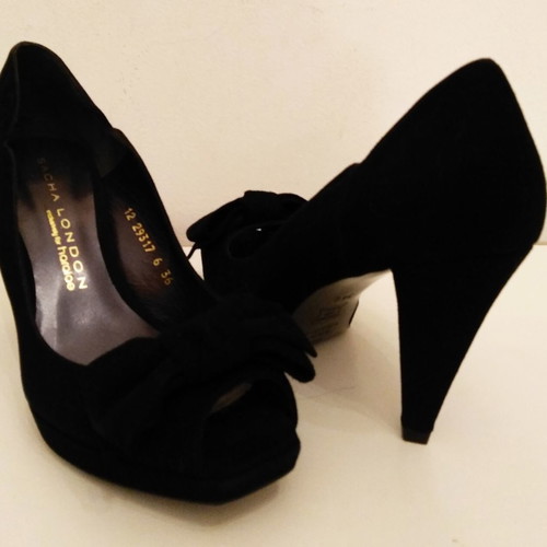 SACHA LONDON shoes size 36 black leather suede peep toe new